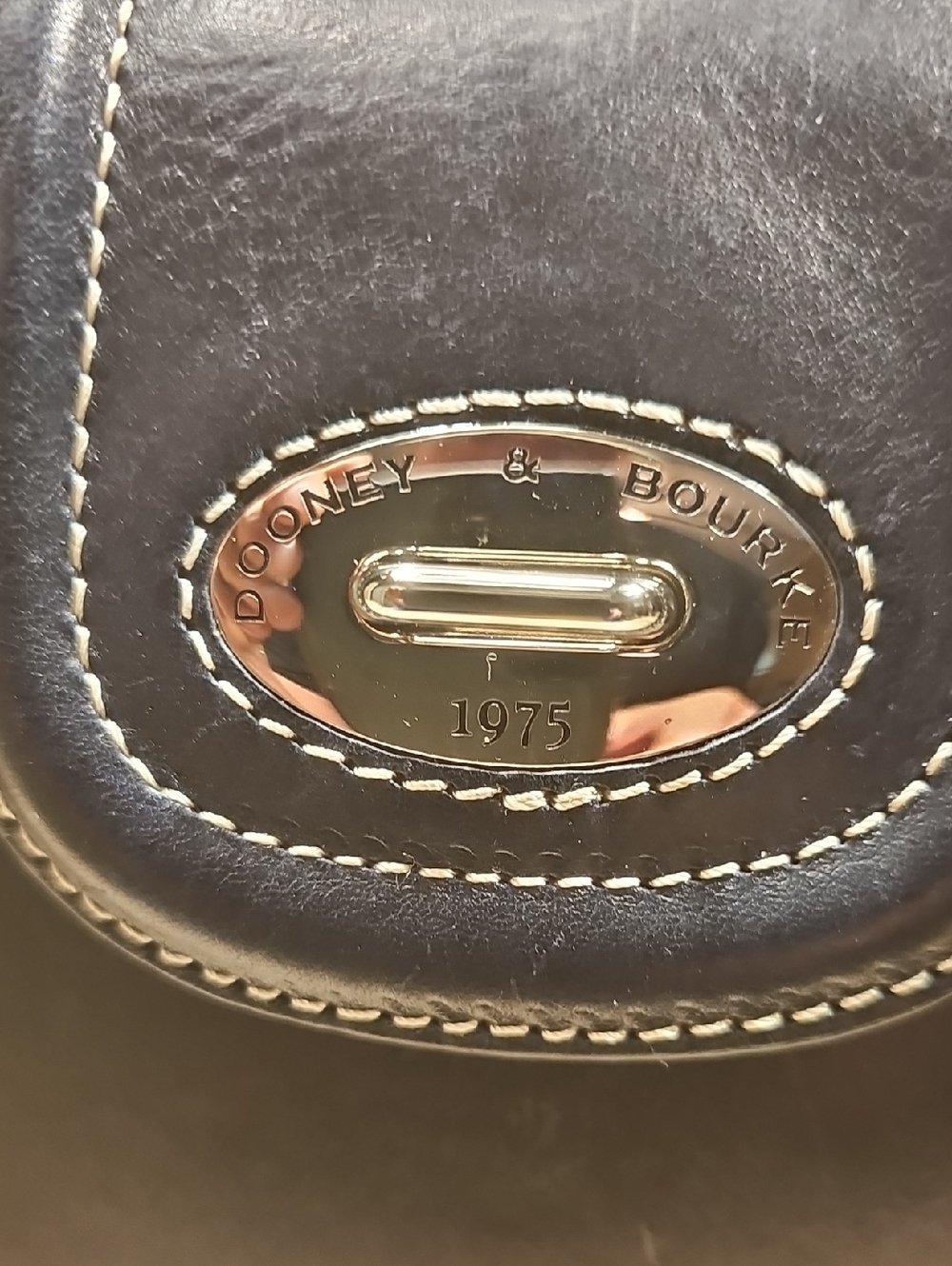 Dooney & Bourke Black Leather Men’s Shoulder Bag with Silver Plaque